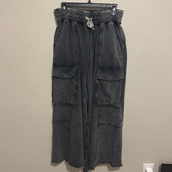 Free People Movement Utility Mineral Pull On Cargo Wide Leg Pants - Picture 2 of 7